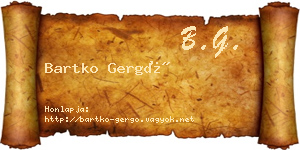 Bartko Gergő névjegykártya
